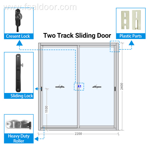 Customizable Aluminium Frame Two-Track Sliding Door